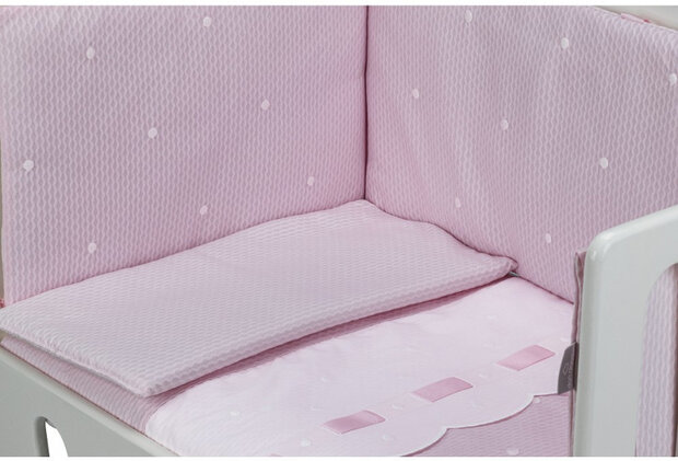 beddengoed Zoe junior katoen roze/wit 3-delig