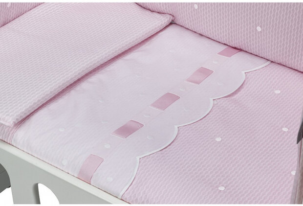 beddengoed Zoe junior katoen roze/wit 3-delig