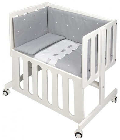 beddengoed Zoe junior katoen grijs/wit 3-delig