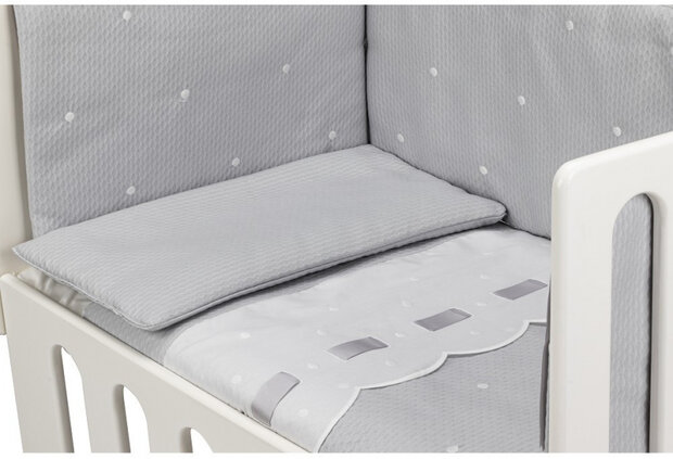 beddengoed Zoe junior katoen grijs/wit 3-delig