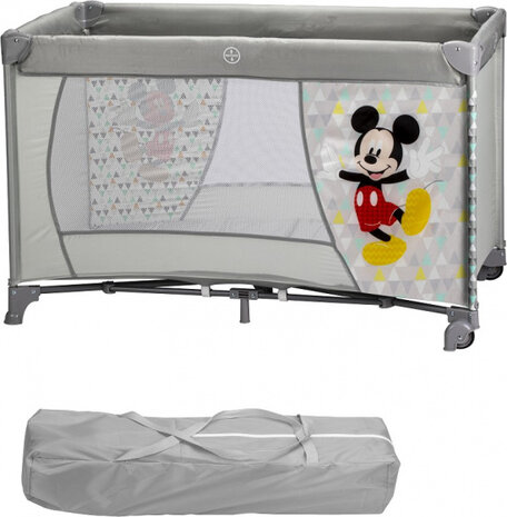 campingbedje Mickey Mouse 120 x 60 cm staal grijs