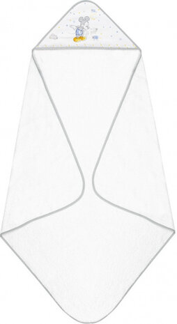 badcape Mickey Mouse junior 100 cm katoen wit/grijs
