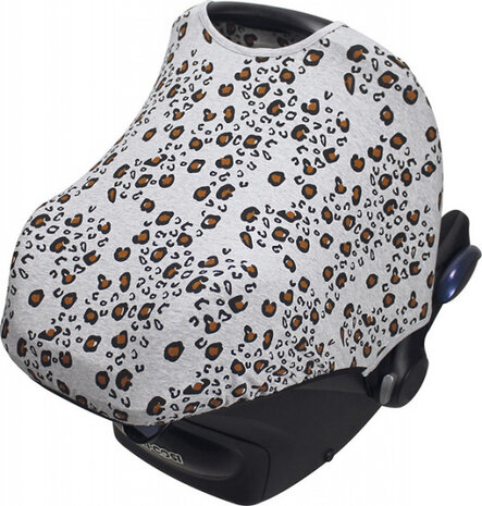 zonnekap Little Leopard UPF50+ katoen cr&egrave;me