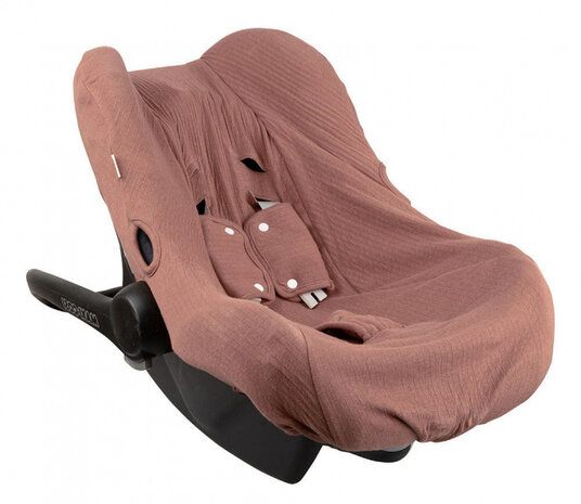 autostoelhoes 0+ universeel katoen oudroze