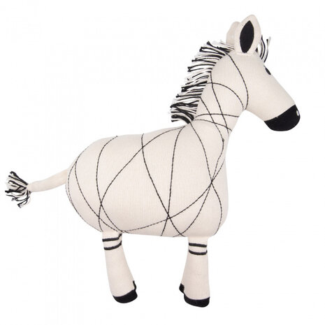 knuffelzebra junior 34 cm katoen zwart/wit