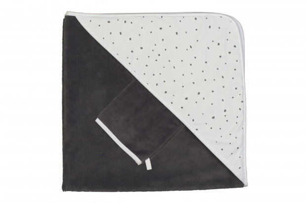 badcape met wasmand Spots 80 cm polykatoen grijs