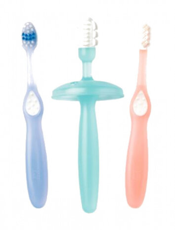 tandenborstelset 12 cm polypropyleen blauw/groen/roze