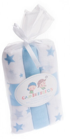 hydrofiele doek 80 x 80 cm katoen blauw/wit
