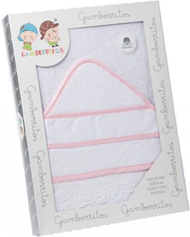 omslagdoek meisjes 100 x 100 cm katoen wit/roze
