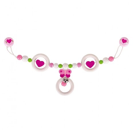 houten kinderwagenspanner vlinders roze 40 cm