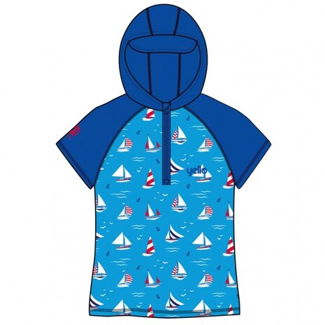 UV-werende hoodie sailboat junior blauw maat 1-2 jaar