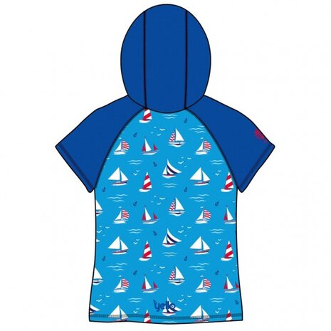 UV-werende hoodie sailboat junior blauw maat 1-2 jaar