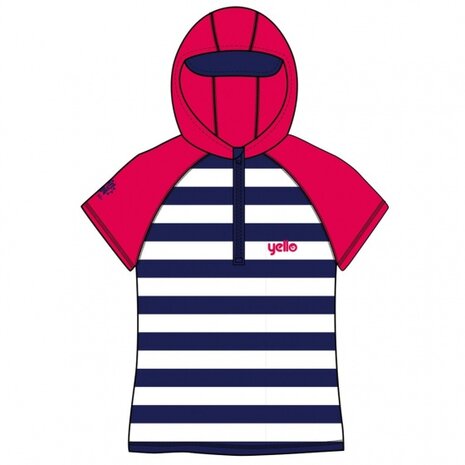 UV-werende hoodie stripes junior blauw/wit mt 3-4 jaar