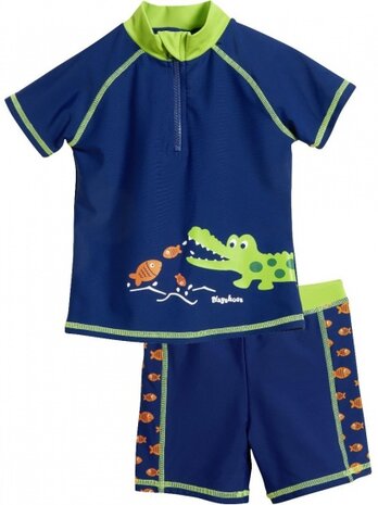 zwemkleding UV-werend Krokodil blauw maat 134/140