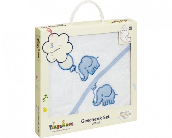 badset in cadeauverpakking 2-delig wit/blauw