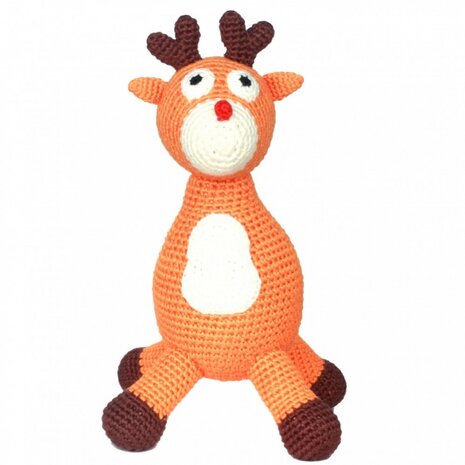 knuffeldier rendier gehaakt 20 cm oranje