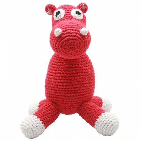 knuffeldier nijlpaard gehaakt 20 cm rood