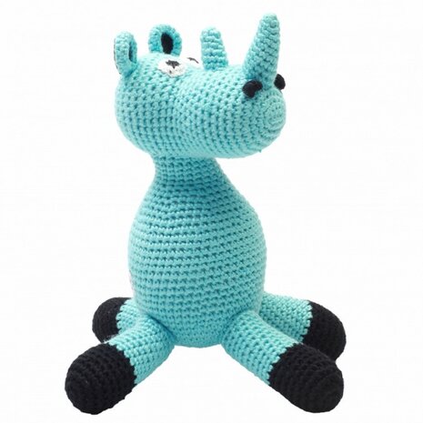 knuffeldier neushoorn gehaakt 20 cm turquoise