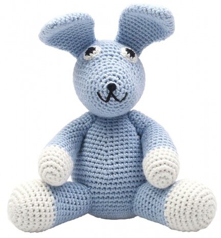 knuffeldier konijn gehaakt 20 cm blauw