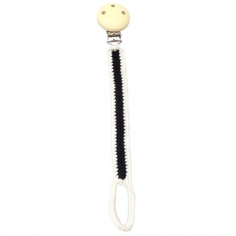 fopspeenketting bamboestof 20 cm zwart/wit