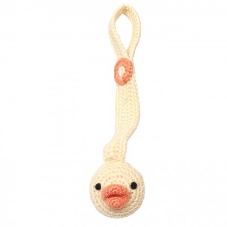 fopspeenketting Mrs. Duck bamboestof 20 cm beige