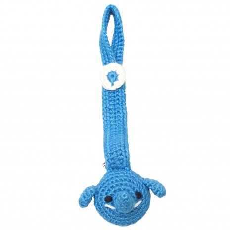 fopspeenketting Mr. Elephant bamboestof 20 cm blauw