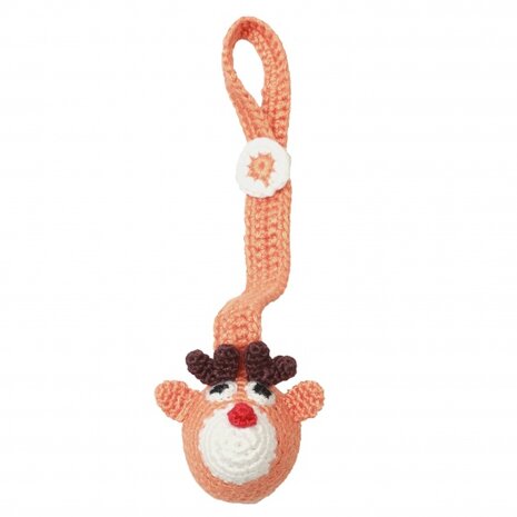fopspeenketting Mrs. Rudolf bamboestof 20 cm oranje