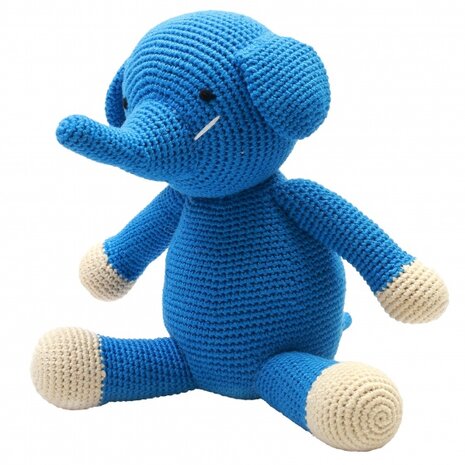 knuffeldier olifant xl gehaakt 40 cm donkerblauw