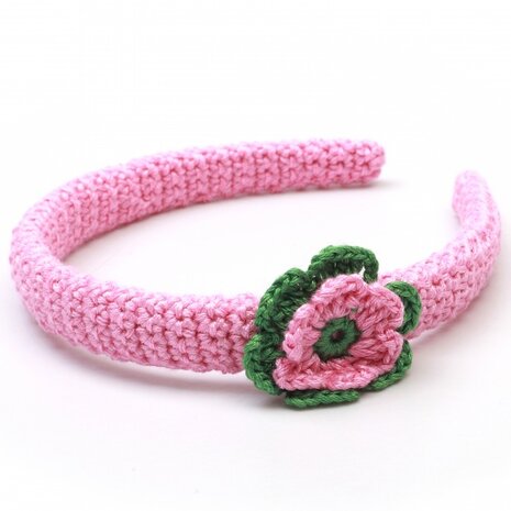 haarband bloem roze/groen