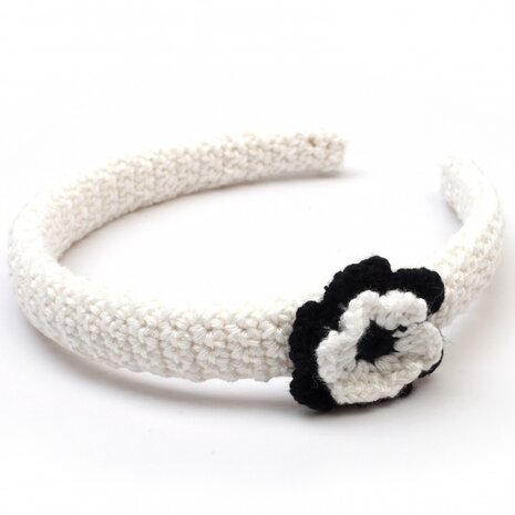 haarband bloem wit/zwart