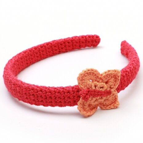 haarband vlinder rood/oranje