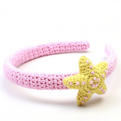 haarband ster roze/geel