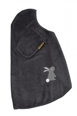 badcape met washandje Nero 110 cm antraciet