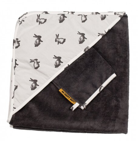 badcape met washandje Nero 70 cm antraciet