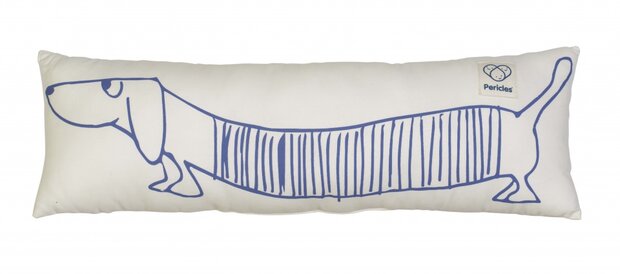 decoratiekussen hond 50 cm wit/blauw