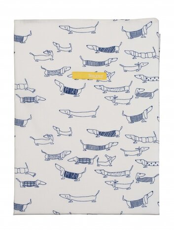 donsovertrek wieg Hond 80 x 80 cm wit/blauw 2-delig