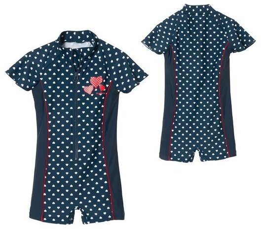 zwempak Hartjes UV-werend blauw meisjes maat 110/116