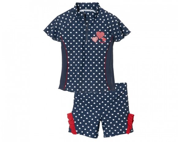 zwemset Hartjes UV-werend blauw 2-delig maat 86/92