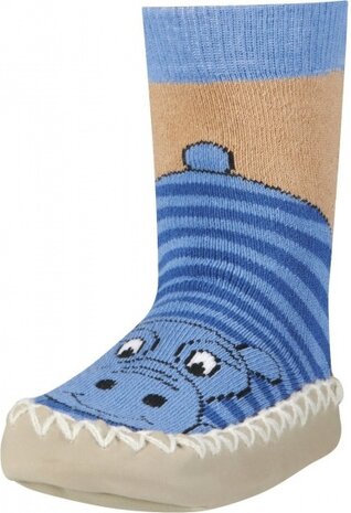 huissloffen Nijlpaard junior blauw/beige maat 19/22