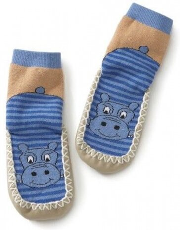 huissloffen Nijlpaard junior blauw/beige maat 19/22