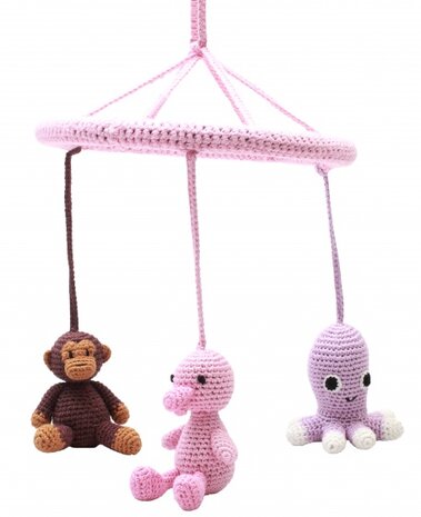 mobiel (aap, eend, octopus) gehaakt junior 24 cm multicolor