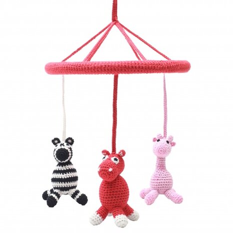 mobiel (zebra, nijlpaard, giraffe) gehaakt junior 24 cm multicolor
