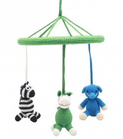 mobiel (zebra, ezel, olifant) junior 24 cm multicolor