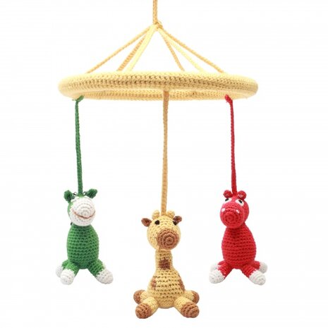mobiel ezel/giraffe/nijlpaard gehaakt junior 24 cm