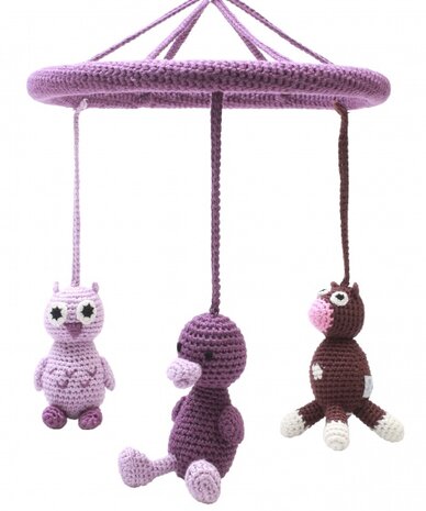 mobiel (uil, eend, koe) gehaakt junior 24 cm multicolor