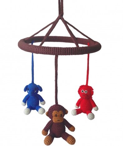 mobiel (olifant, aap, orang-oetan) gehaakt junior 24 cm multicolor