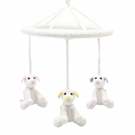 mobiel dalmati&euml;rs gehaakt junior 24 cm wit