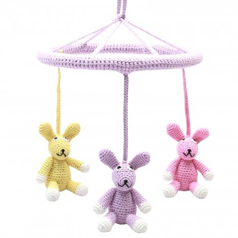 mobiel konijnen gehaakt junior 24 cm multicolor