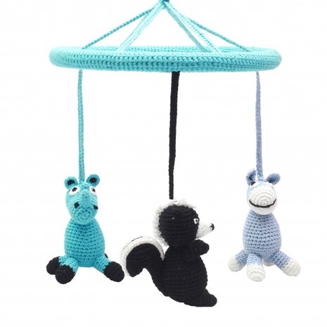 mobiel (neushoorn, stinkdier, ezel) gehaakt junior 24 cm multicolor
