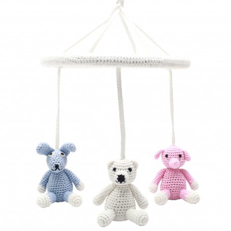 mobiel konijn/ijsbeer/olifant gehaakt junior 24 cm